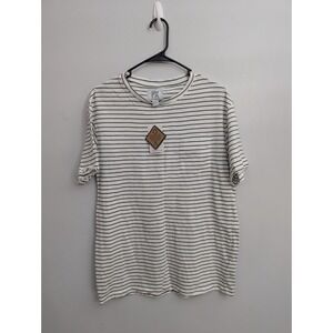 A4 PX Men's Short Sleeves Pull Over Round Neck Striped White Shirt XL NWT